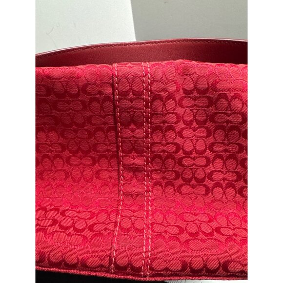 Coach Soho Signature Red Mini Tote Bag With Zipper & Detachable Tag - Picture 8 of 10